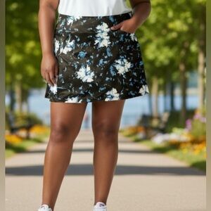 Greg Norman Collection Black and Blue Floral Skort Tennis Skort NWT